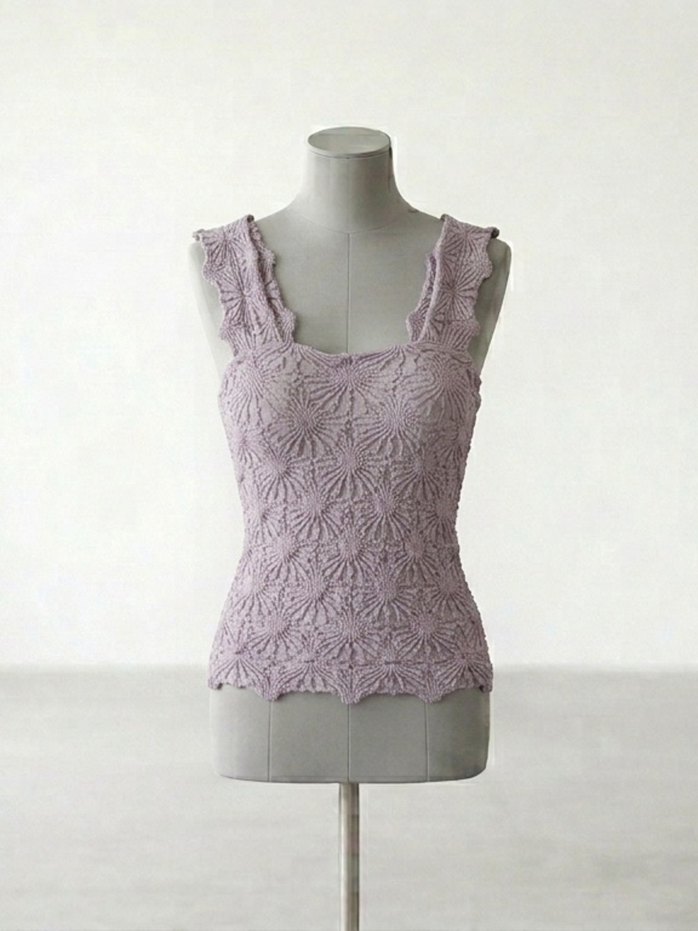 Lace-Texture Lavender Tank Top
